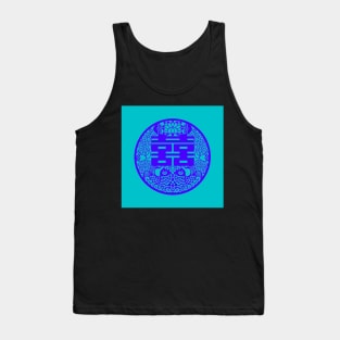 Double Happiness Light Turquoise with Deep Blue Symbol - Happy Hong Kong Tank Top